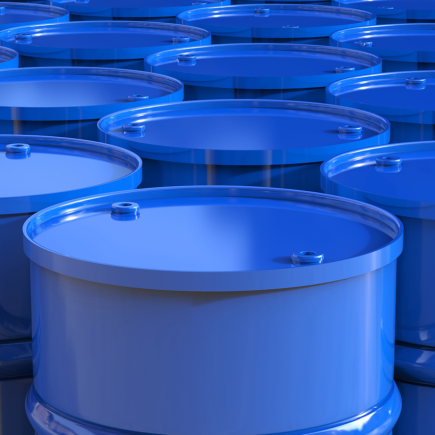 Blue Barrels storing chemicals.