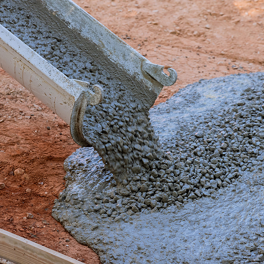 Concrete poured into sidewalk.